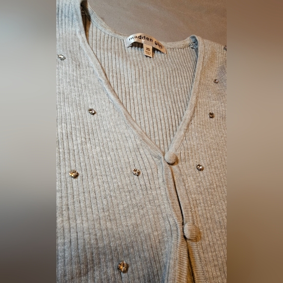 Madden Girl Bejeweled Gray Cardigan / XS - Picture 5 of 5